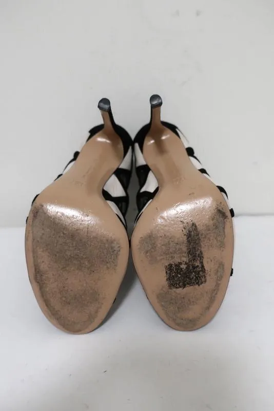 Gianvito Rossi Stiefeletten mit geometrischen Ausschnitten Schwarz Wildleder & Weiß Leder Größe 36.5