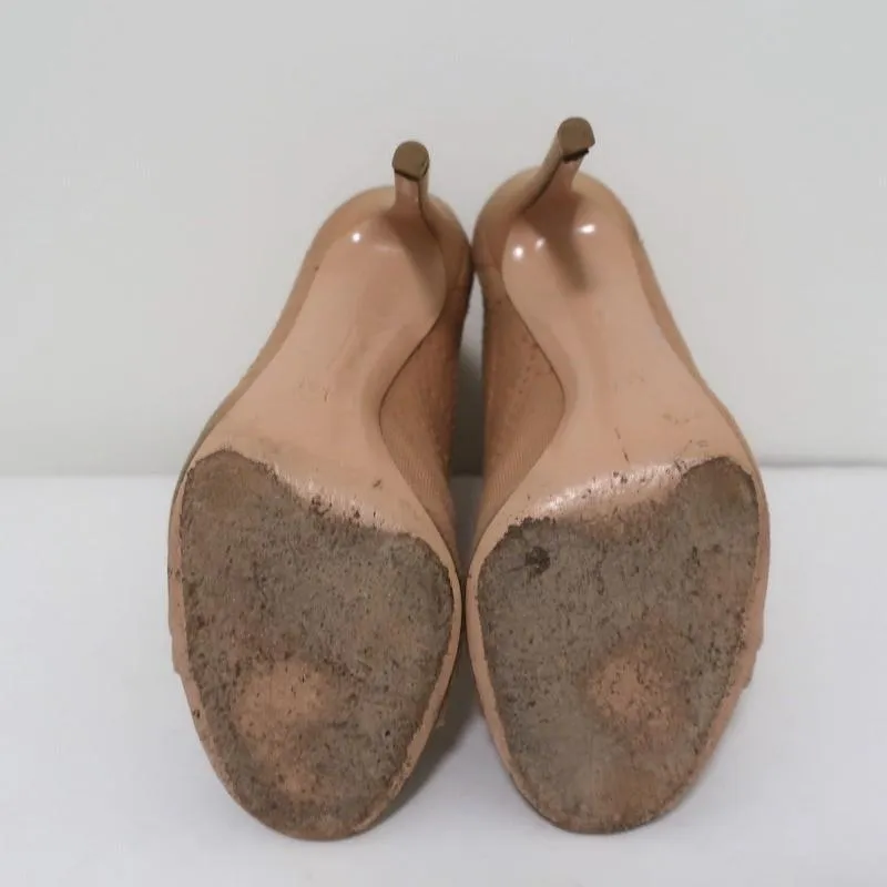 Gianvito Rossi Stretch-Knit-Stiefelette Beige Größe 38 Offene Zehen High Heel Knöchelstiefel