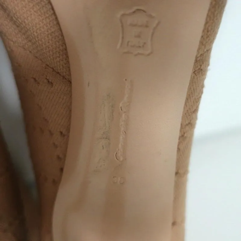 Gianvito Rossi Stretch-Knit-Stiefelette Beige Größe 38 Offene Zehen High Heel Knöchelstiefel