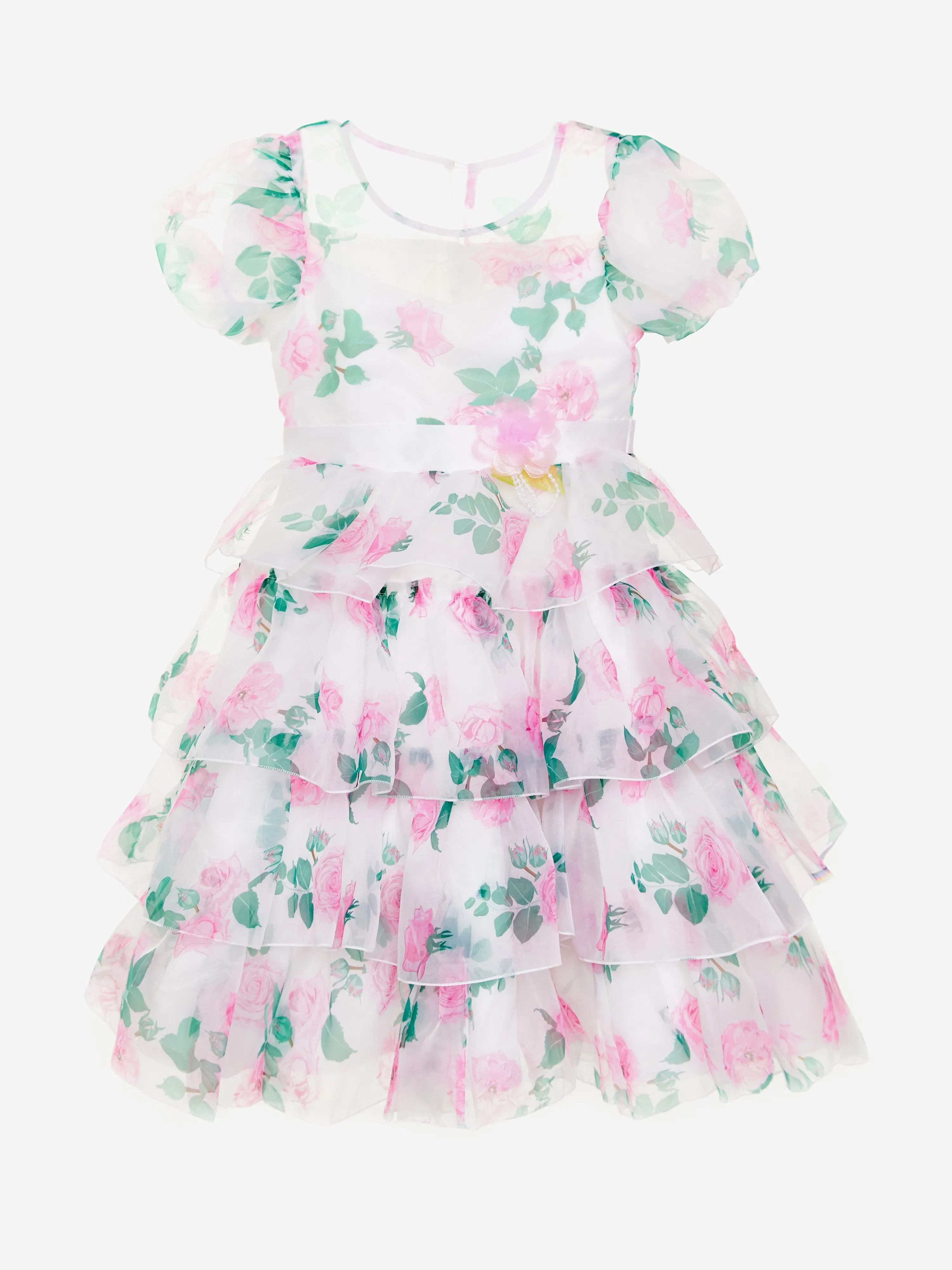 Mädchen Pfingstrosen Prinzessin Kleid in Weiß