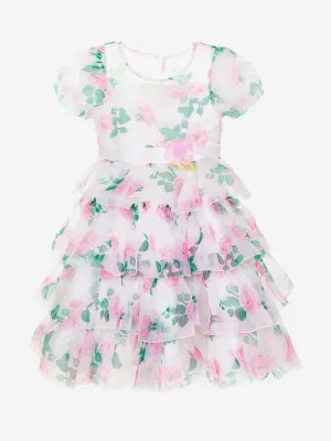 Mädchen Pfingstrosen Prinzessin Kleid in Weiß