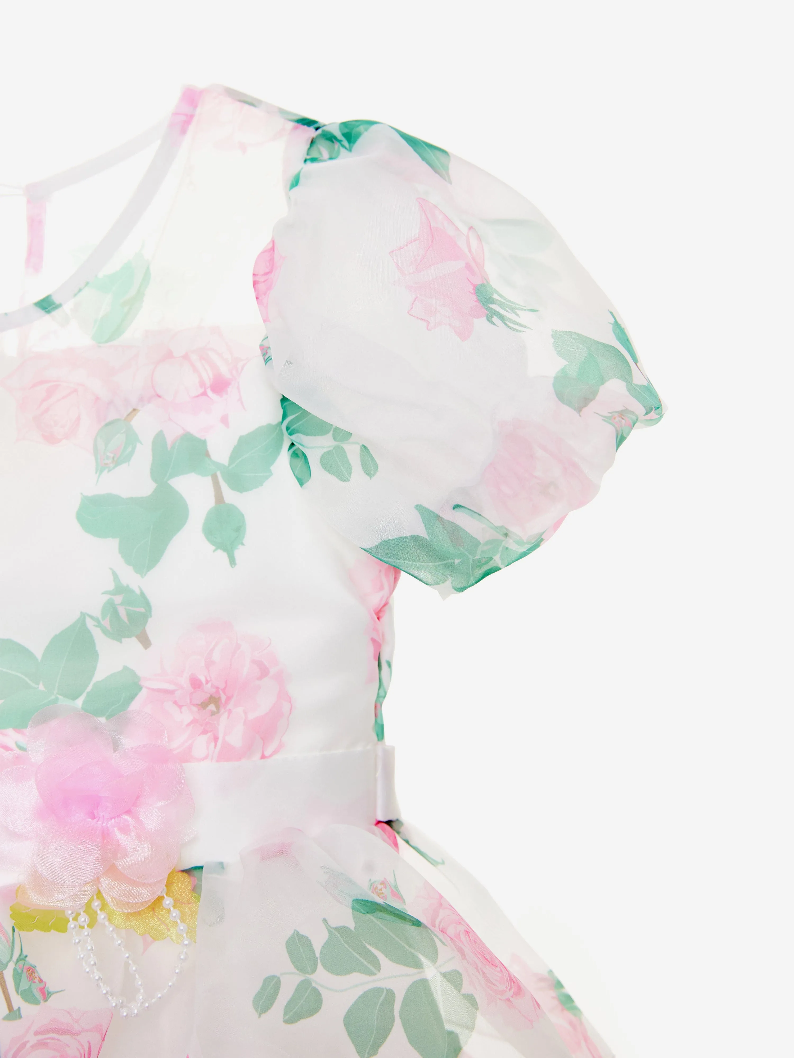 Mädchen Pfingstrosen Prinzessin Kleid in Weiß