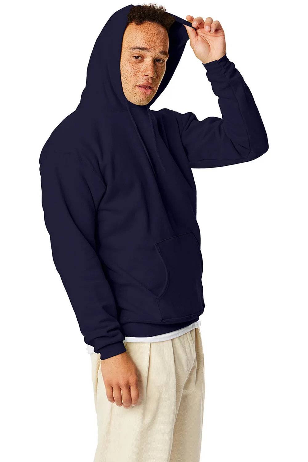 Hanes Herren EcoSmart Print Pro XP pillenbeständiger Kapuzenpullover mit Sacktasche - Sportliches Marineblau