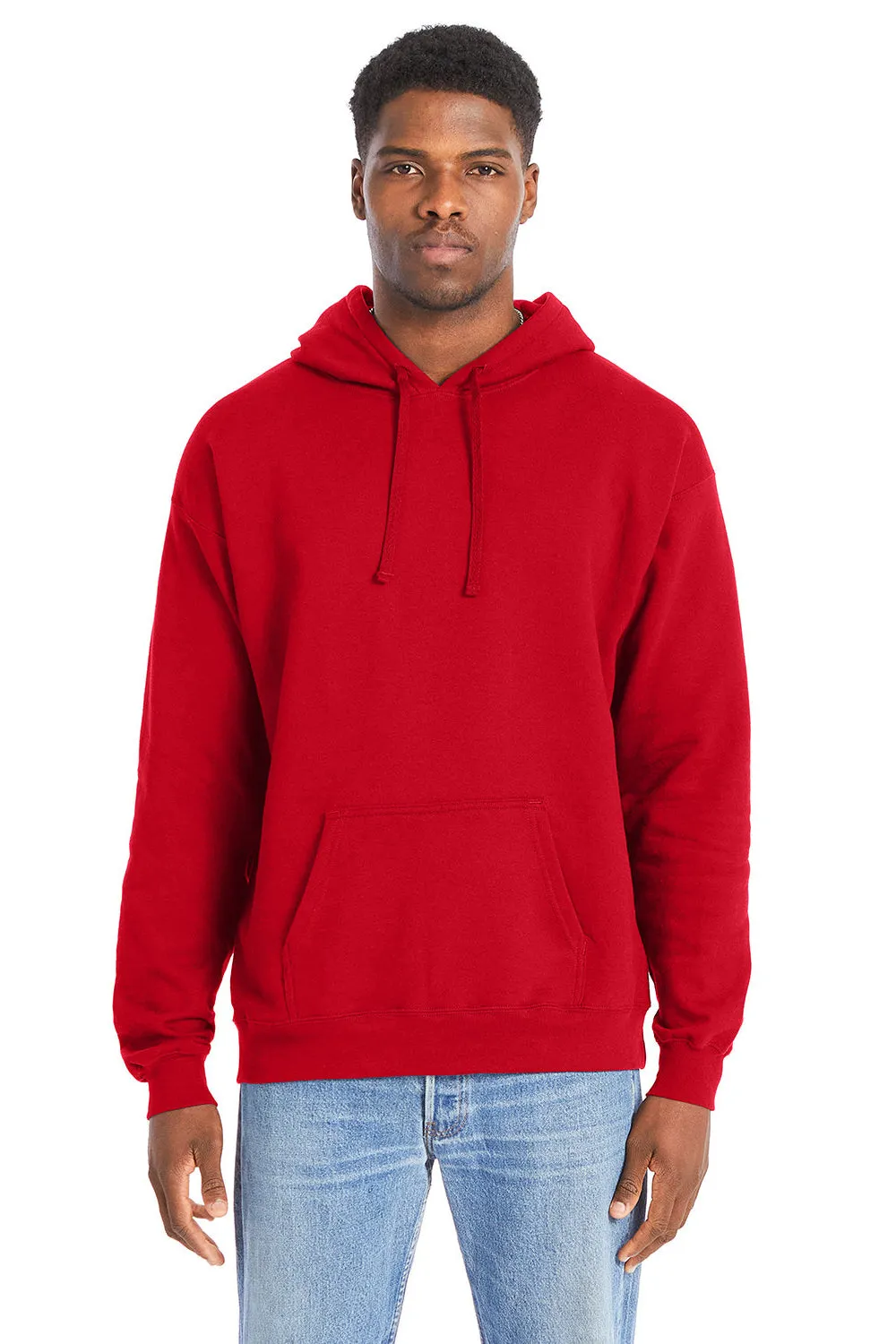 Hanes Herren Perfekter Sweatshirt Kapuzenpullover mit Kangaroo-Tasche - Sportliches Rot