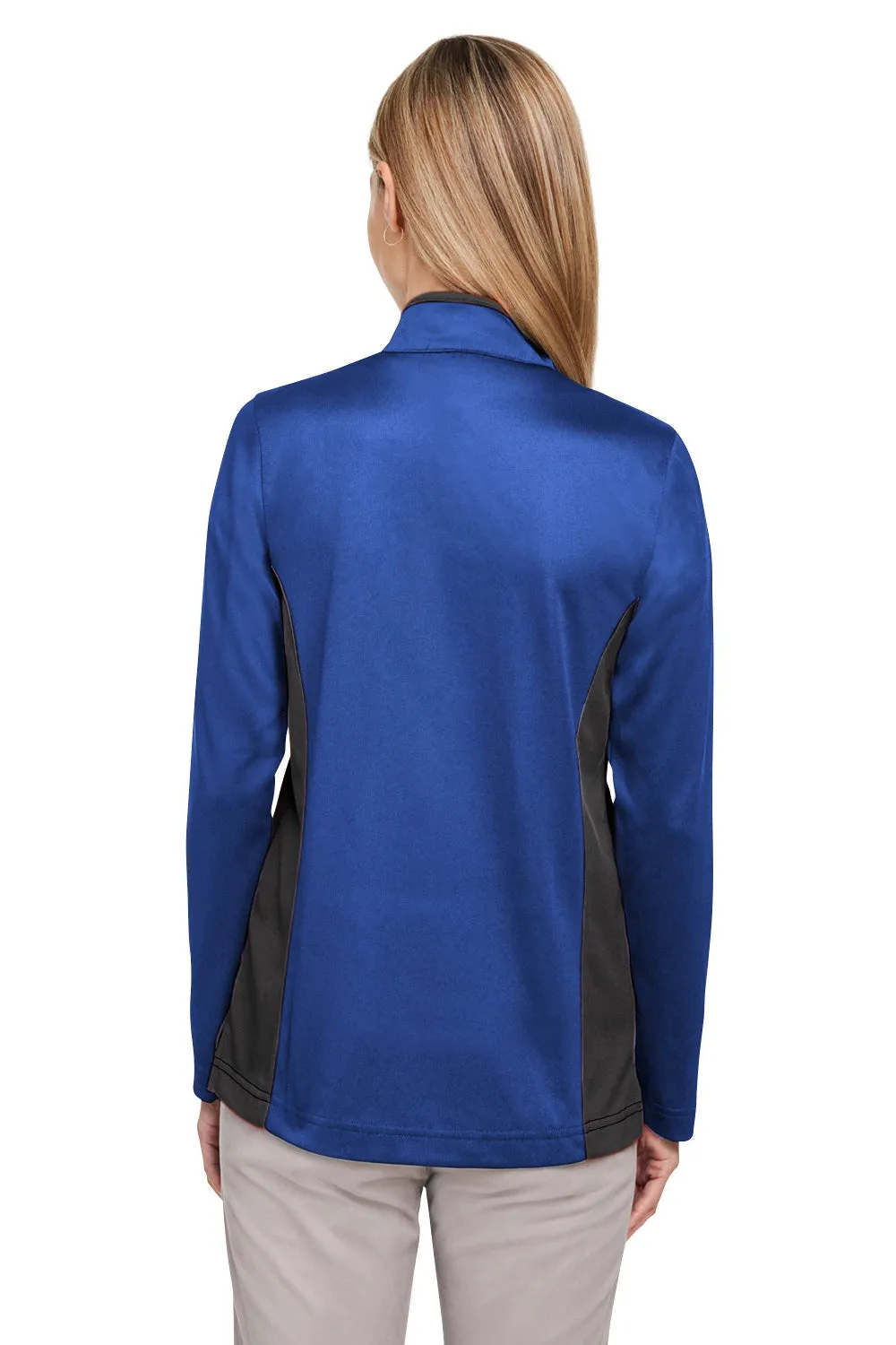 Harriton Damen Flash Performance Feuchtigkeitstransportierendes Colorblock 1/4-Zip Sweatshirt - Echt Royalblau/Schwarz