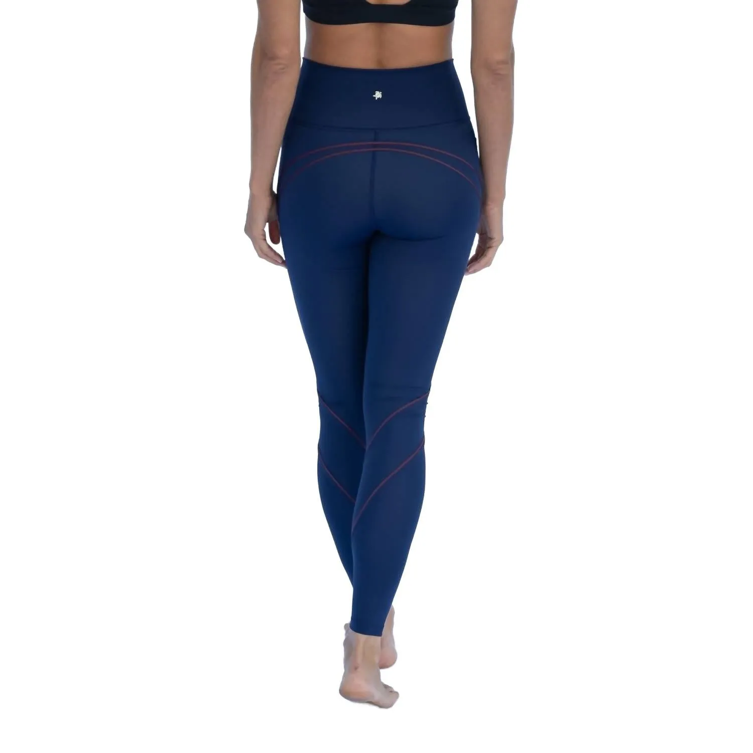 Hochtaillierende Formgebende Leggings in Marine-Aubergine