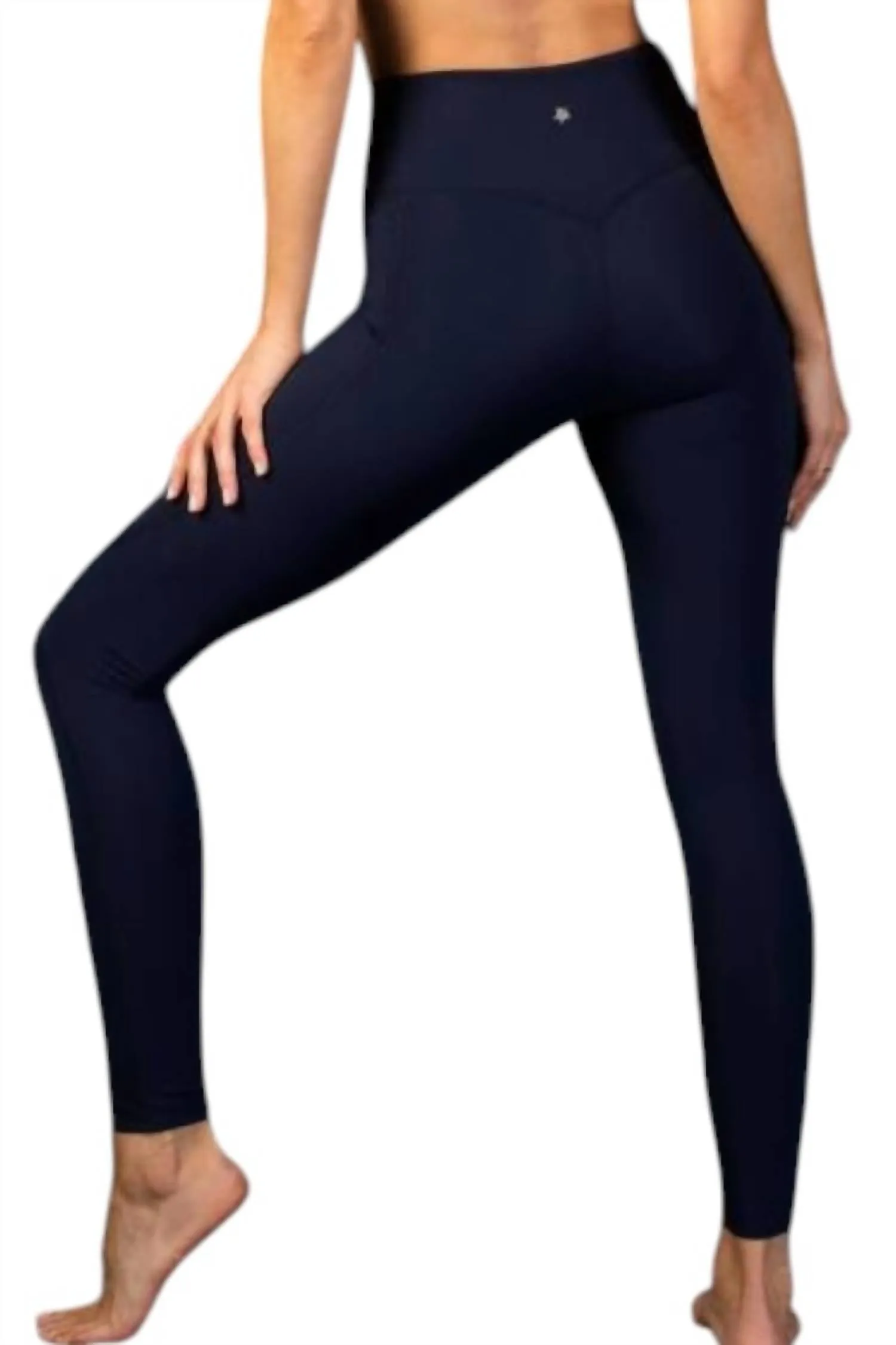 Hochtaillierte formende Leggings mit Taschen in Marineblau