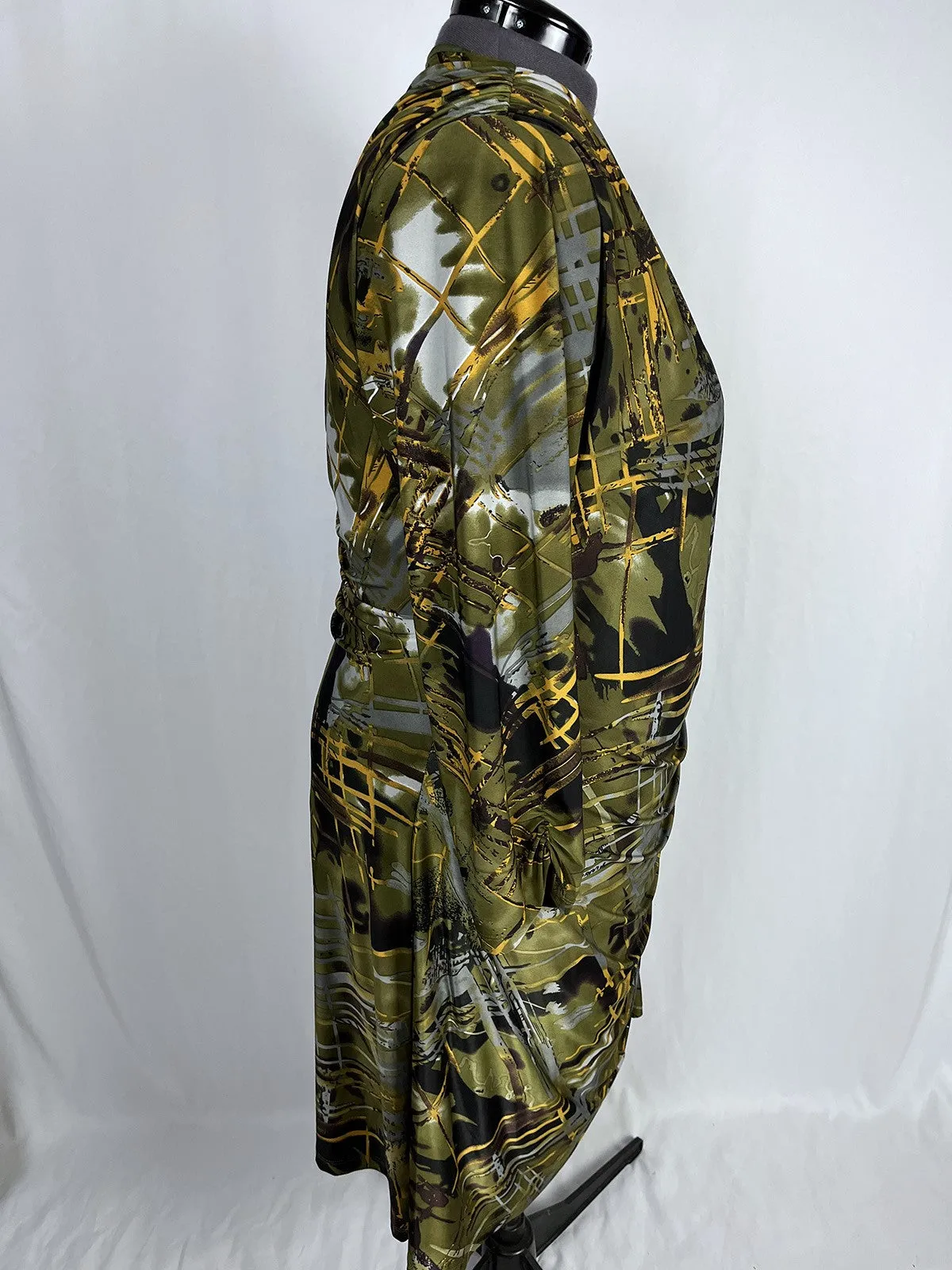 Igigi Größe 22W Oliv & Senf Kreuzmuster Kleid