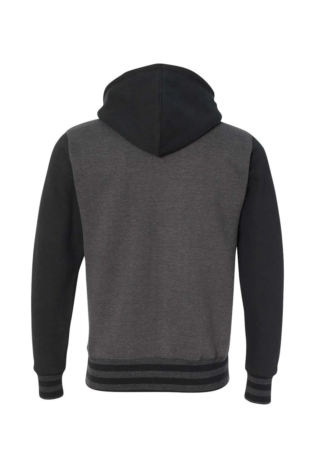 Independent Trading Company Herren Varsity Full-Zip Kapuzenpullover mit Taschen - Heather Charcoal Grau/Schwarz