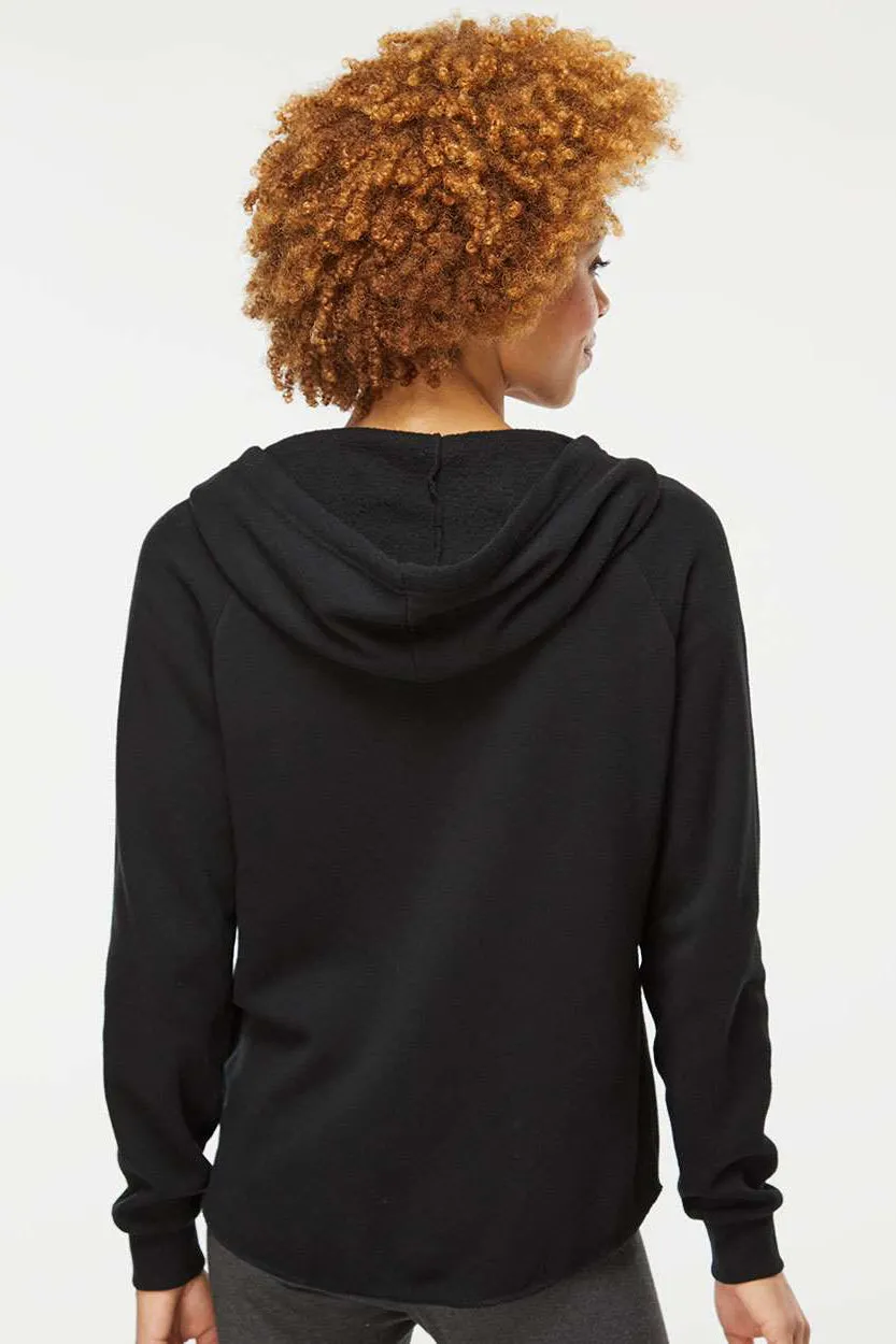 Independent Trading Company Damen California Wave Wash Kapuzenpullover mit Reißverschluss und Taschen - Schwarz