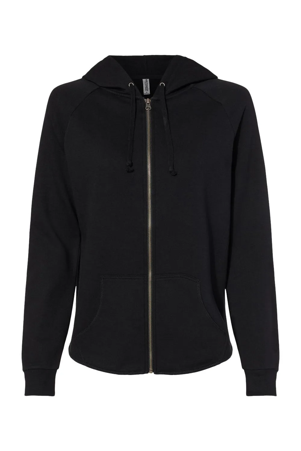 Independent Trading Company Damen California Wave Wash Kapuzenpullover mit Reißverschluss und Taschen - Schwarz