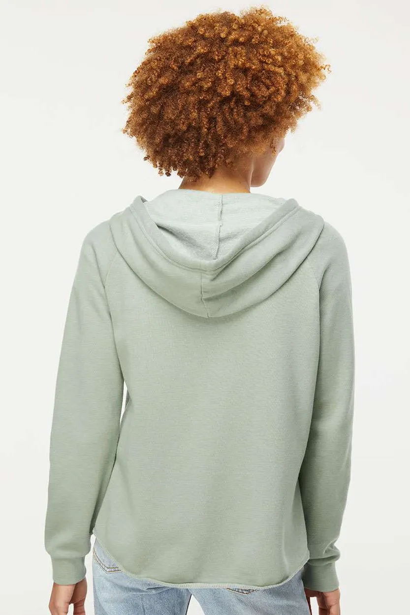 Independent Trading Company Damen California Wave Wash Kapuzenpullover mit Reißverschluss und Taschen - Salbeigrün