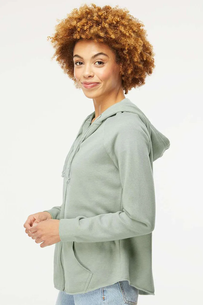 Independent Trading Company Damen California Wave Wash Kapuzenpullover mit Reißverschluss und Taschen - Salbeigrün