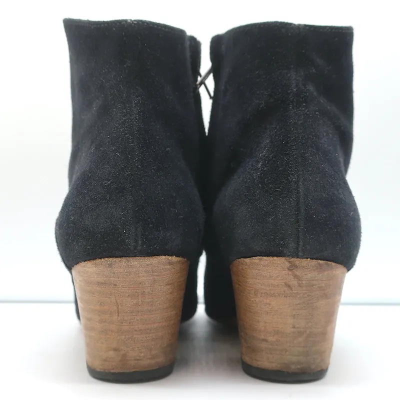 Isabel Marant Dicker Knöchelstiefel Schwarz Wildleder Größe 38 Western Booties