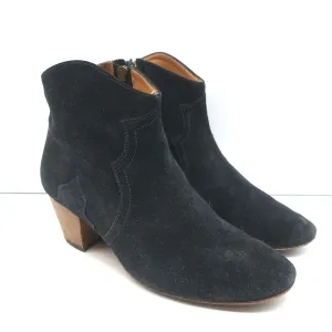 Isabel Marant Dicker Knöchelstiefel Schwarz Wildleder Größe 38 Western Booties