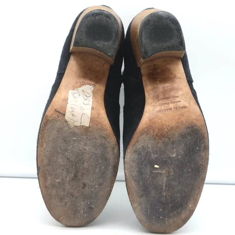 Isabel Marant Dicker Knöchelstiefel Schwarz Wildleder Größe 38 Western Booties