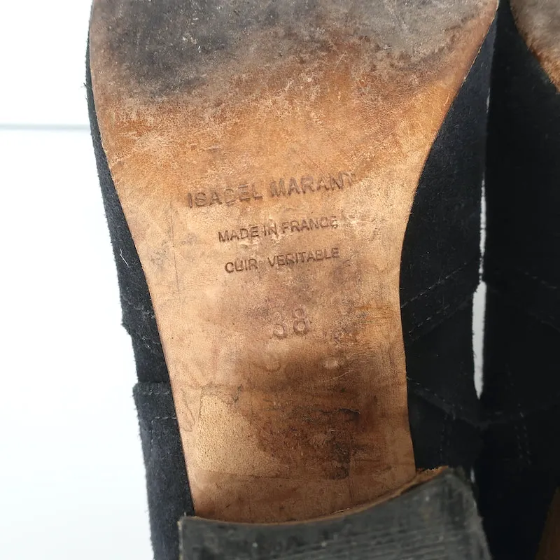 Isabel Marant Dicker Knöchelstiefel Schwarz Wildleder Größe 38 Western Booties