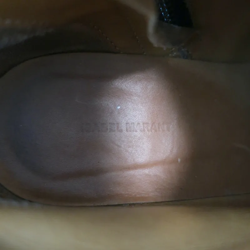 Isabel Marant Dicker Knöchelstiefel Schwarz Wildleder Größe 38 Western Booties