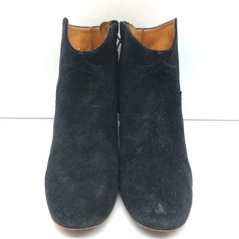 Isabel Marant Dicker Knöchelstiefel Schwarz Wildleder Größe 38 Western Booties