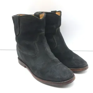 Isabel Marant Etoile Crisi Stiefeletten Schwarz Wildleder Größe 37 Keilabsatz Booties