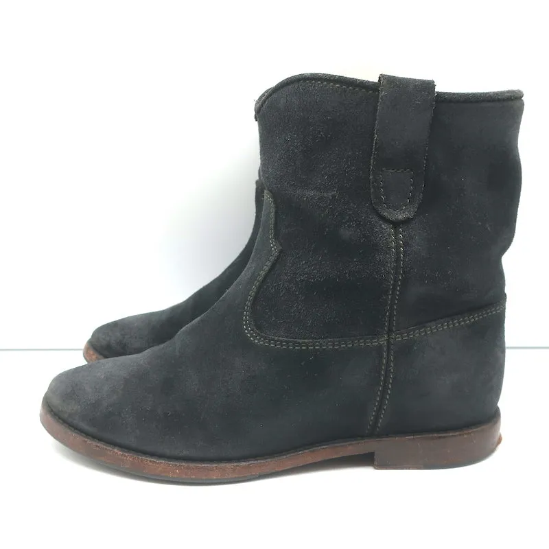 Isabel Marant Etoile Crisi Stiefeletten Schwarz Wildleder Größe 37 Keilabsatz Booties