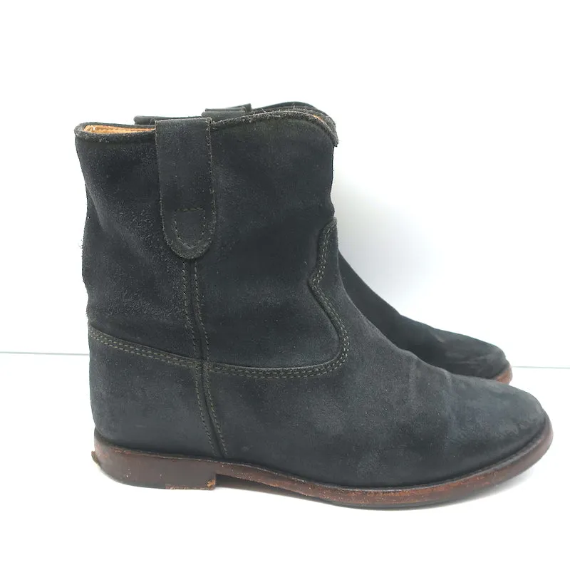 Isabel Marant Etoile Crisi Stiefeletten Schwarz Wildleder Größe 37 Keilabsatz Booties
