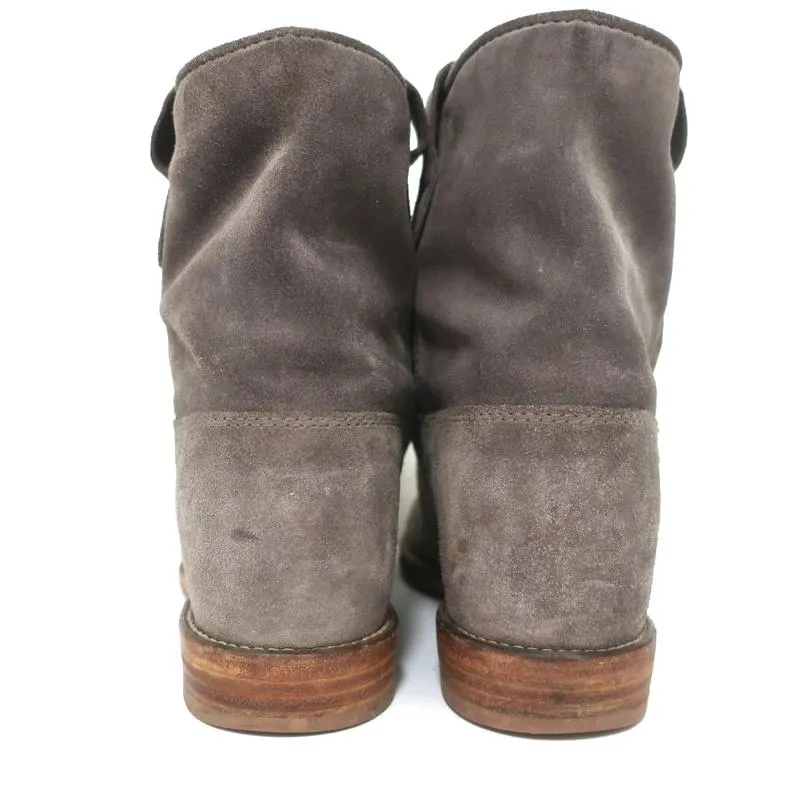 Isabel Marant Etoile Crisi Knöchelstiefel Grau Wildleder Größe 38 Keilabsatz-Stiefeletten