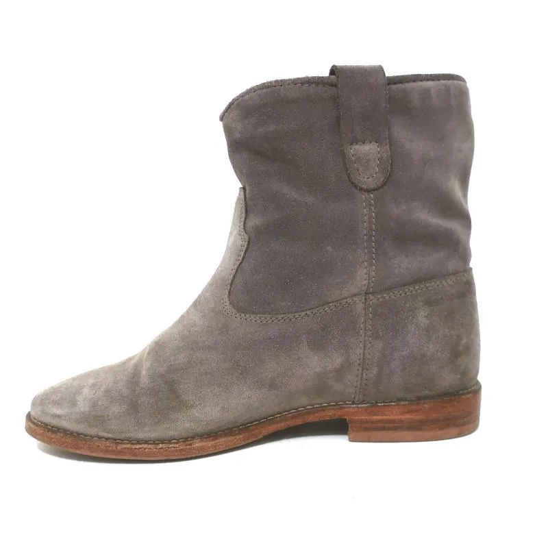 Isabel Marant Etoile Crisi Knöchelstiefel Grau Wildleder Größe 38 Keilabsatz-Stiefeletten