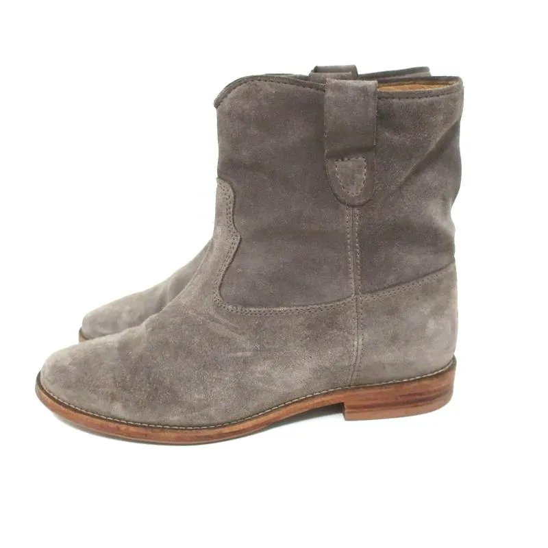 Isabel Marant Etoile Crisi Knöchelstiefel Grau Wildleder Größe 38 Keilabsatz-Stiefeletten