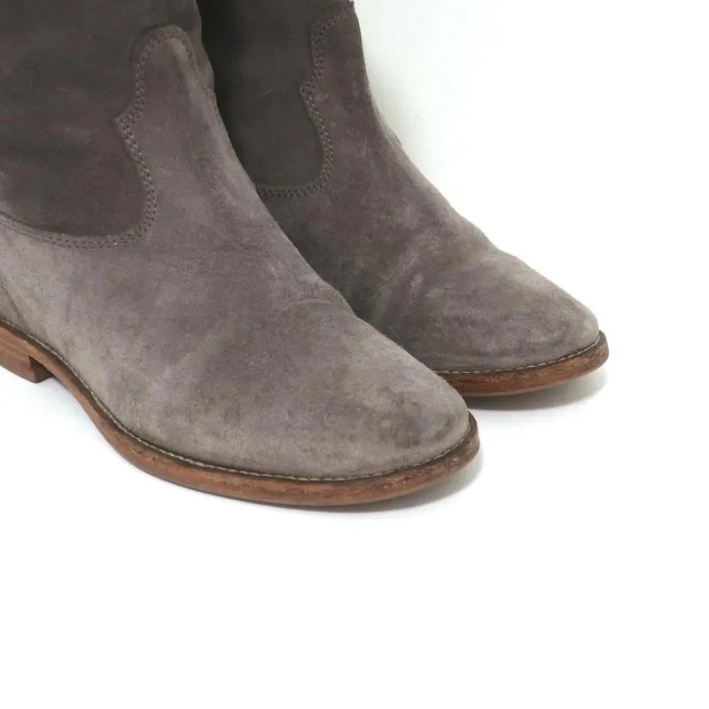 Isabel Marant Etoile Crisi Knöchelstiefel Grau Wildleder Größe 38 Keilabsatz-Stiefeletten