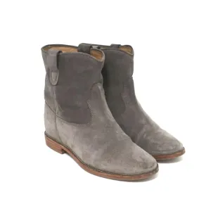 Isabel Marant Etoile Crisi Knöchelstiefel Grau Wildleder Größe 38 Keilabsatz-Stiefeletten