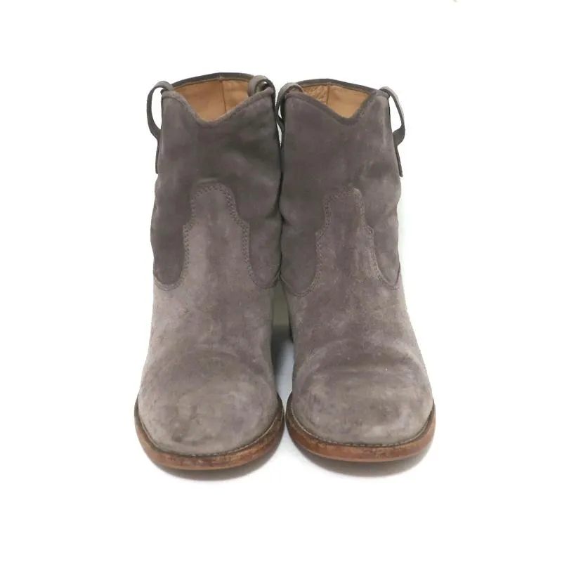 Isabel Marant Etoile Crisi Knöchelstiefel Grau Wildleder Größe 38 Keilabsatz-Stiefeletten
