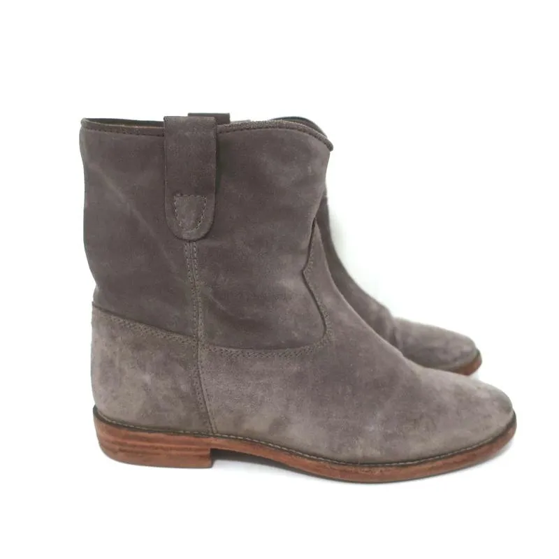 Isabel Marant Etoile Crisi Knöchelstiefel Grau Wildleder Größe 38 Keilabsatz-Stiefeletten