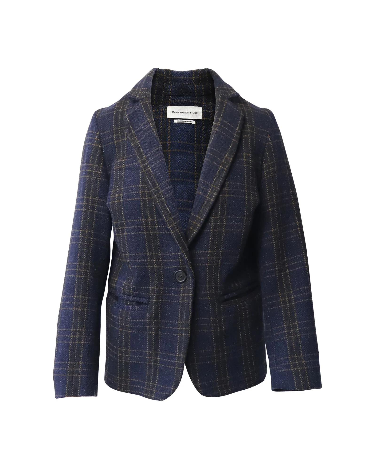 Isabel Marant Oversized Karo Blazer in Marineblau aus Wolle