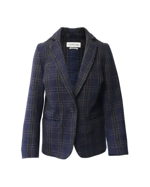 Isabel Marant Oversized Karo Blazer in Marineblau aus Wolle