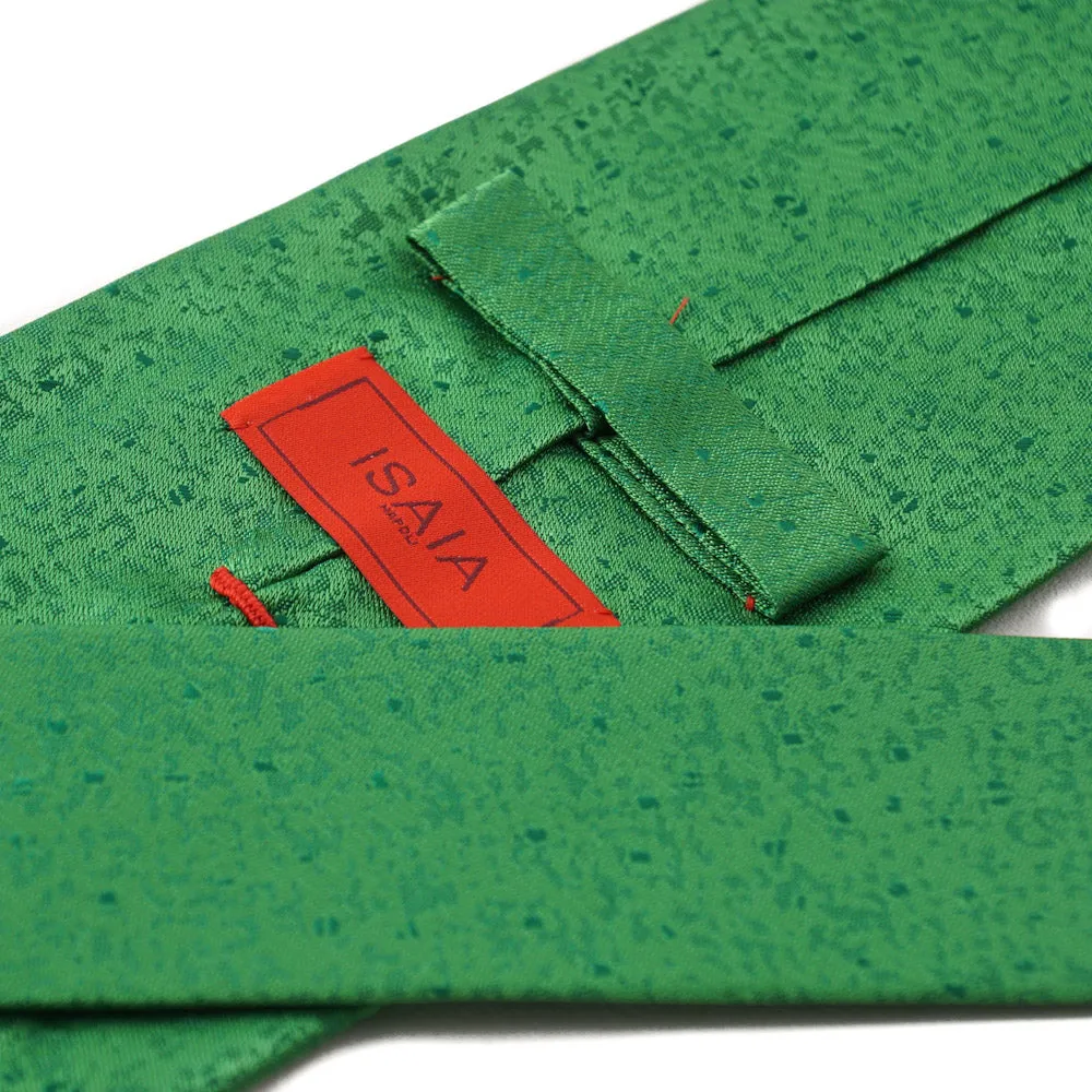 Isaia Bright Melon Grünes Gemustertes Seidenkrawatten-Kleidungsstück_Isaia
