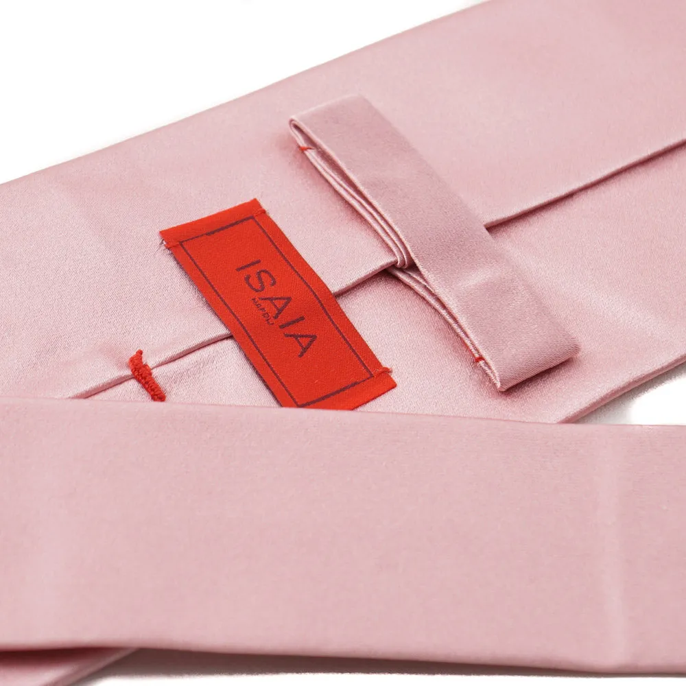 Isaia Solide Pink Satin Seidenkrawatte Kleidung_Isaia