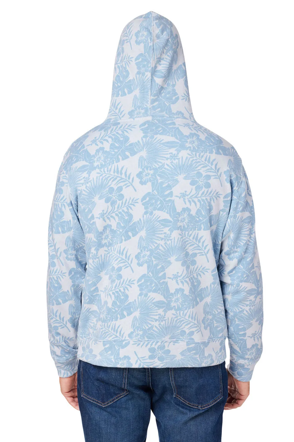 J America Herren Fleece Kapuzenpullover Hoodie mit Kangaroo-Tasche - Chambray Blau Aloha