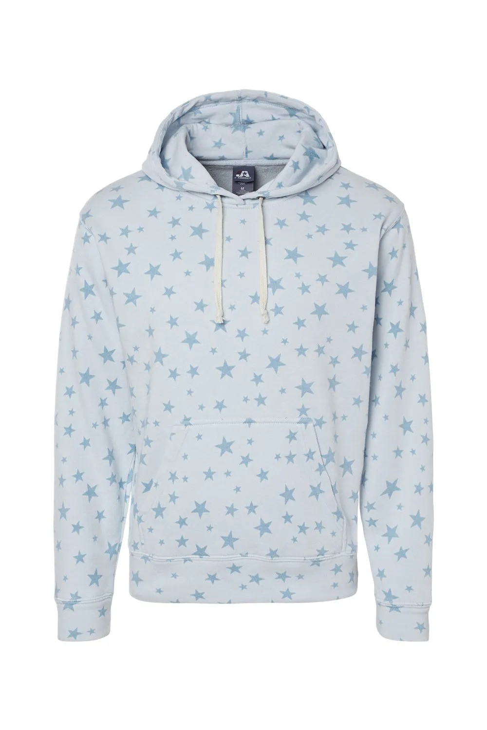 J America Herren Fleece Kapuzenpullover mit Kangaroo-Tasche - Chambray Blau Sterne