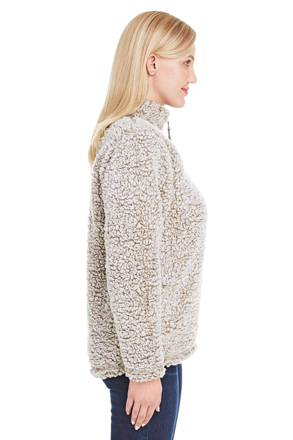 J America Damen Epic Sherpa Fleece 1/4 Zip Sweatshirt - Heather Haferflocken