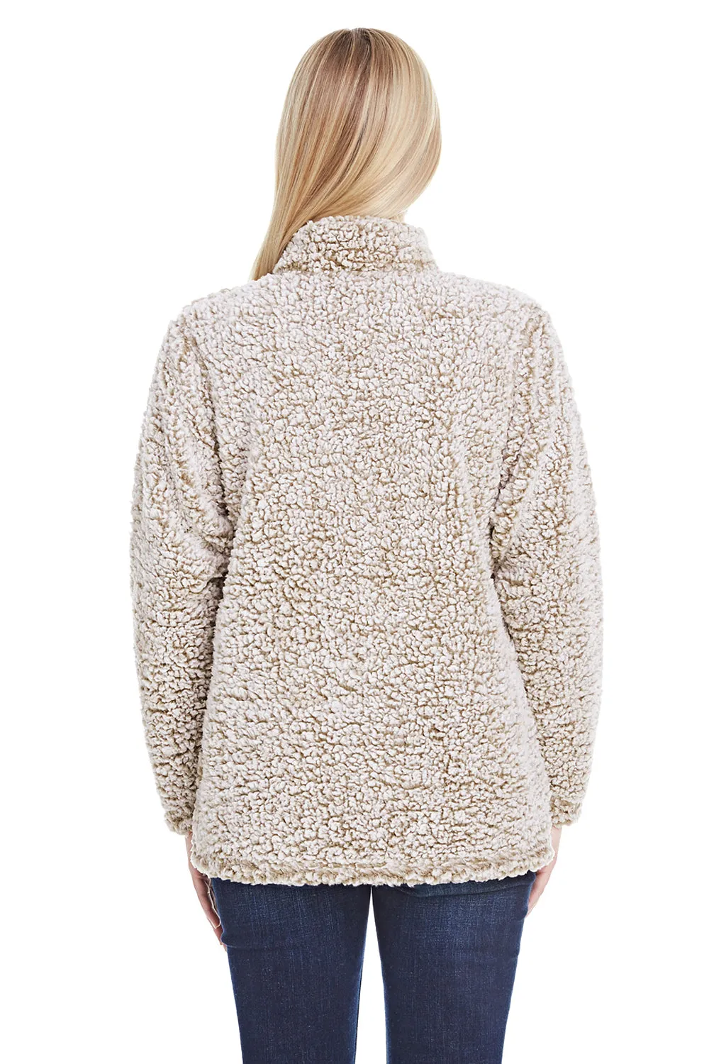 J America Damen Epic Sherpa Fleece 1/4 Zip Sweatshirt - Heather Haferflocken