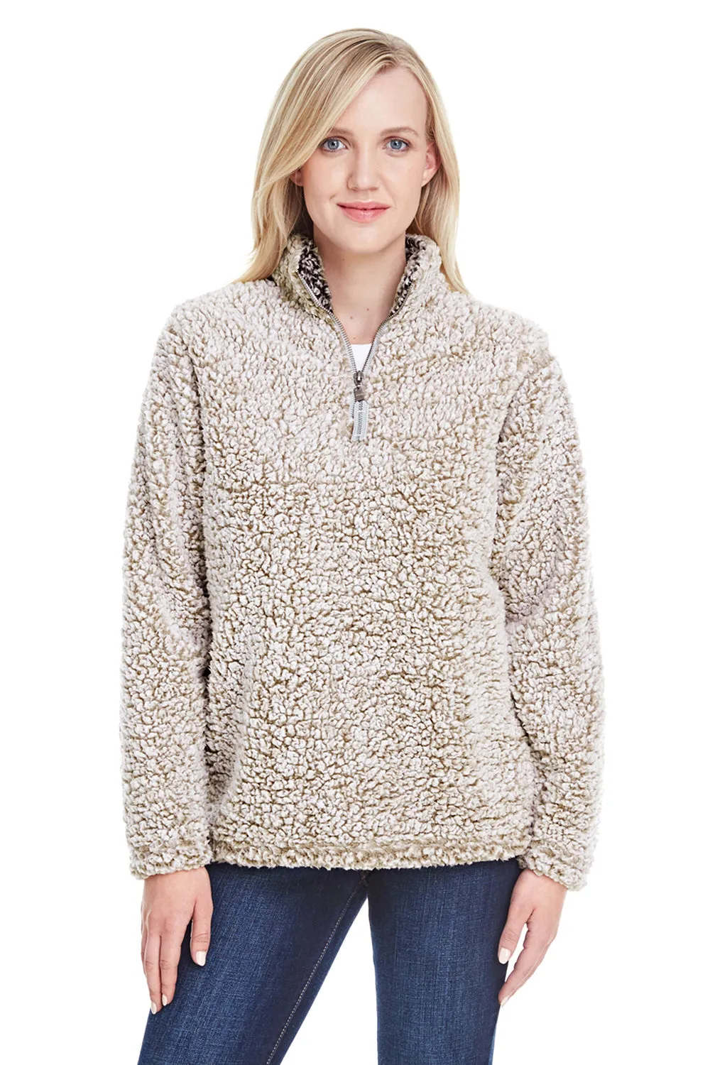 J America Damen Epic Sherpa Fleece 1/4 Zip Sweatshirt - Heather Haferflocken