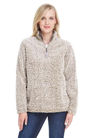J America Damen Epic Sherpa Fleece 1/4 Zip Sweatshirt - Heather Haferflocken