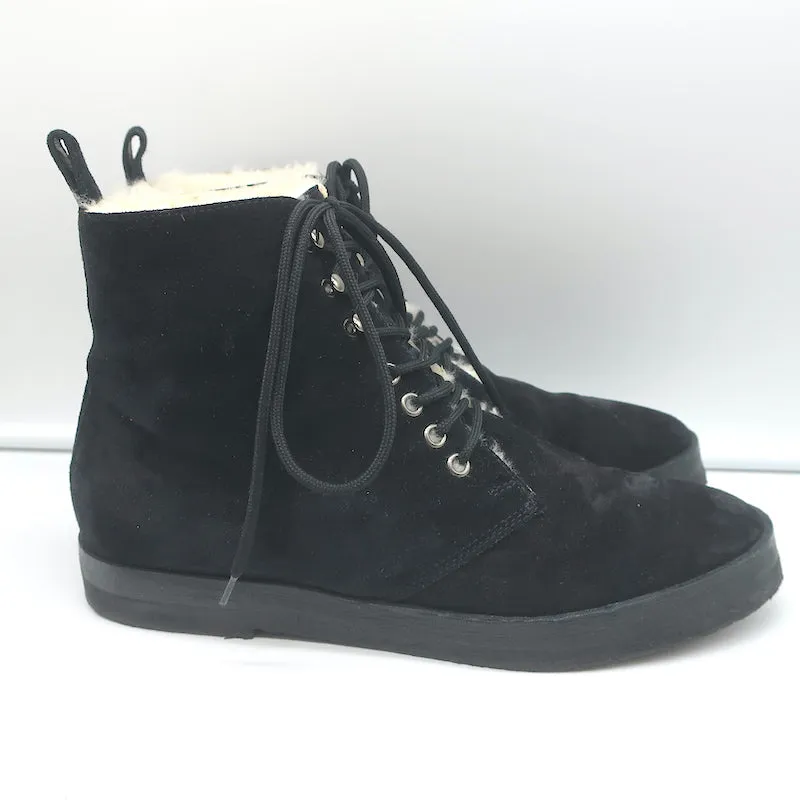 Jenni Kayne Canyon Shearling Stiefeletten Schwarz Wildleder Größe 41 Schnürstiefeletten