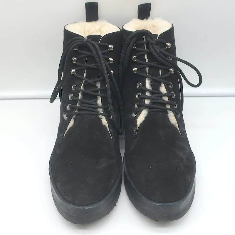Jenni Kayne Canyon Shearling Stiefeletten Schwarz Wildleder Größe 41 Schnürstiefeletten