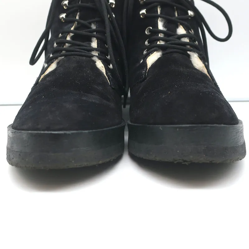 Jenni Kayne Canyon Shearling Stiefeletten Schwarz Wildleder Größe 41 Schnürstiefeletten
