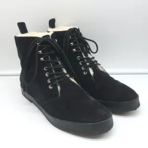 Jenni Kayne Canyon Shearling Stiefeletten Schwarz Wildleder Größe 41 Schnürstiefeletten