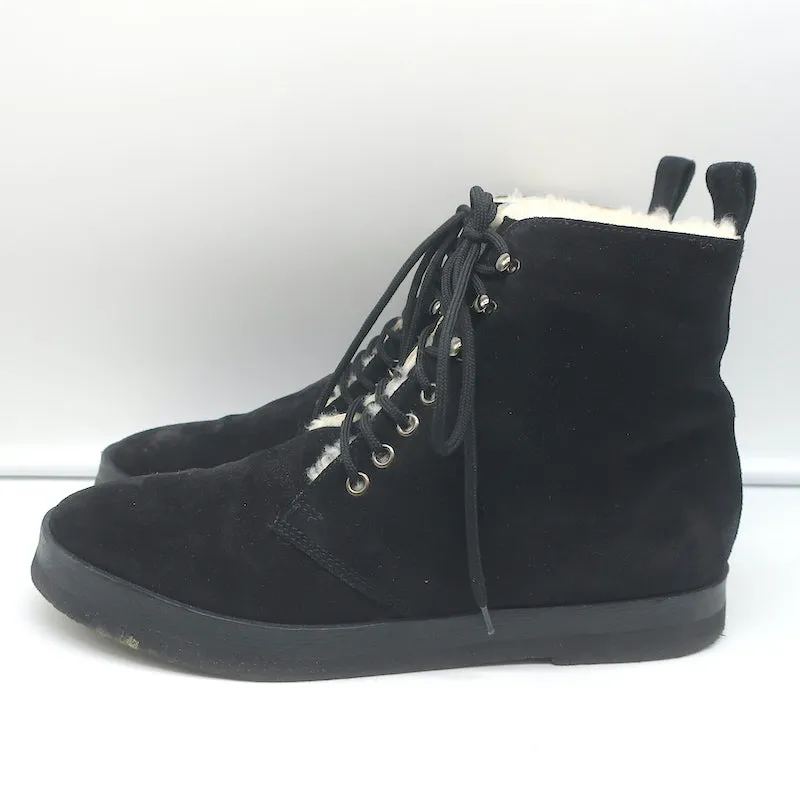 Jenni Kayne Canyon Shearling Stiefeletten Schwarz Wildleder Größe 41 Schnürstiefeletten