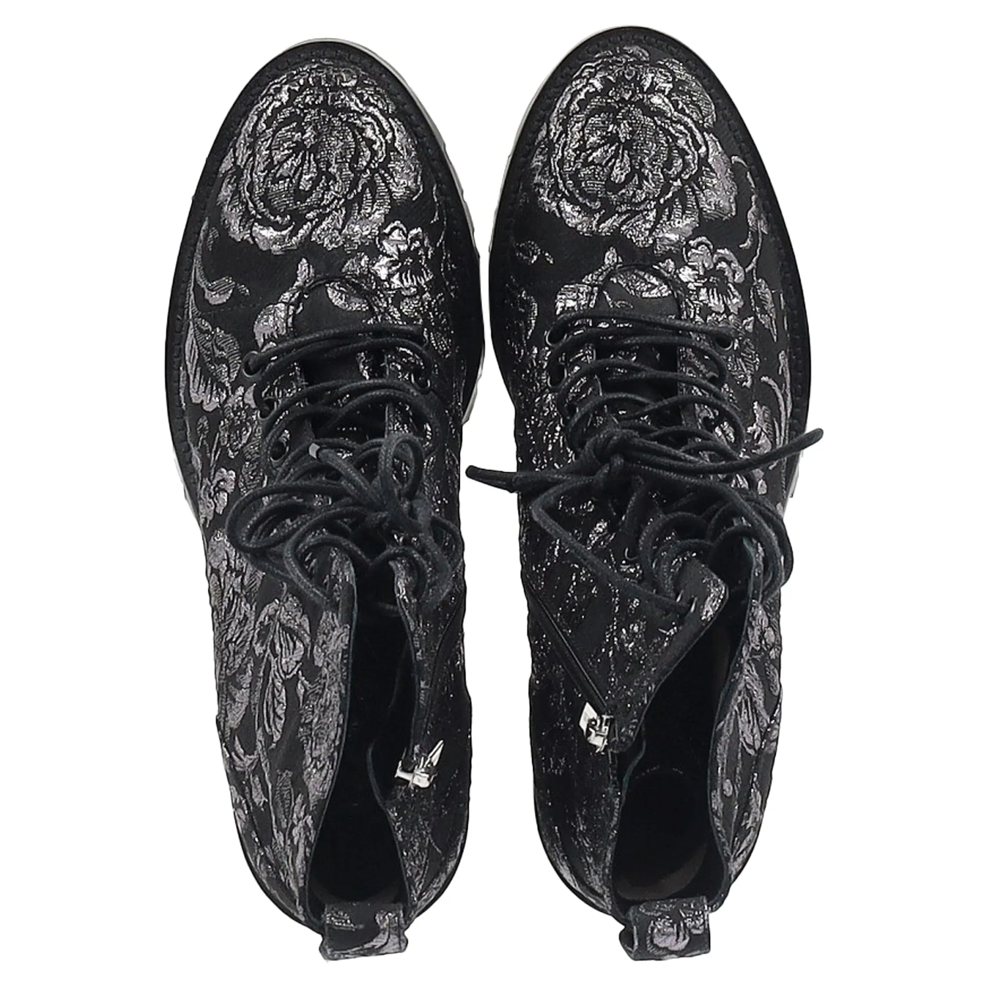 Jimmy Choo Brokat Cruz 65 Knöchelstiefeletten in Schwarz Leinenschuhen_Jimmy-Choo
