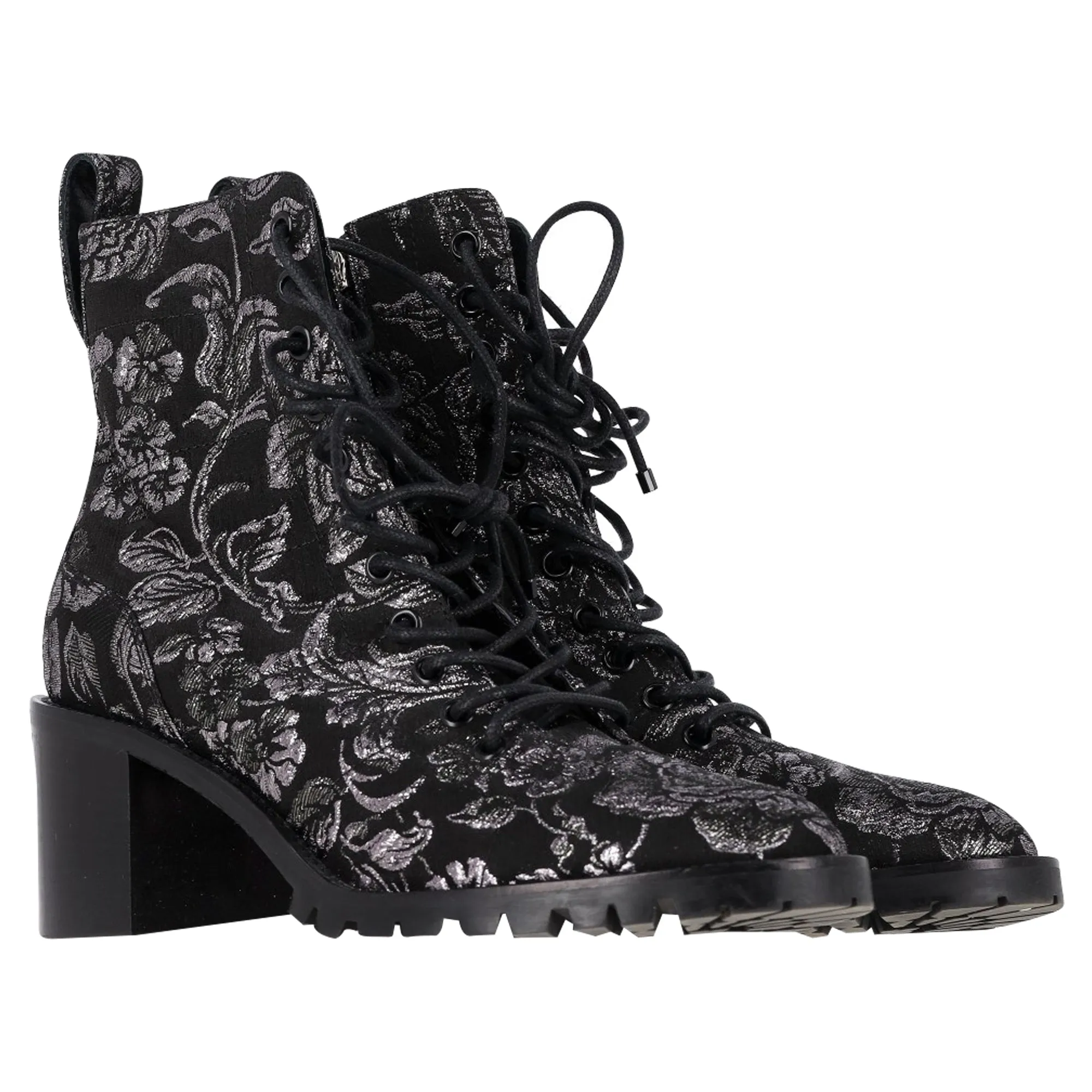 Jimmy Choo Brokat Cruz 65 Knöchelstiefeletten in Schwarz Leinenschuhen_Jimmy-Choo